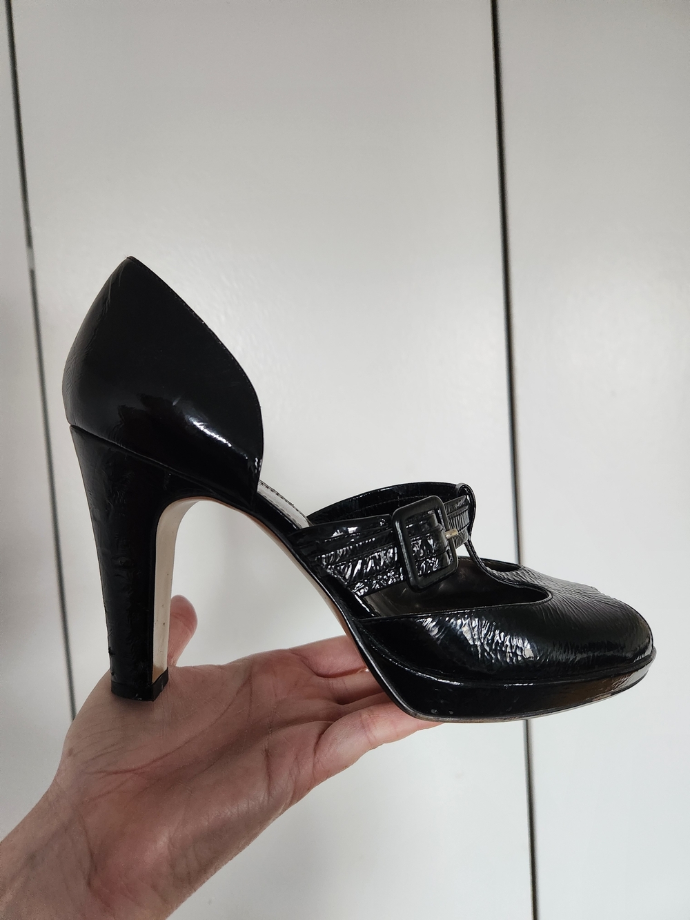 Nine West Black Patent Mary Jane Heel with Buckle